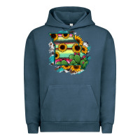 Pigment Midnight Navy Missouri Map Sunflower Cactus Serape Urban Hoodie - RanaPortraitStore