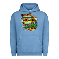 Pigment Pebble Blue Missouri Map Sunflower Cactus Serape Urban Hoodie - RanaPortraitStore