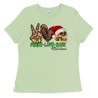 Peace Love Rock Christmas Ladies Tee | Teevron
