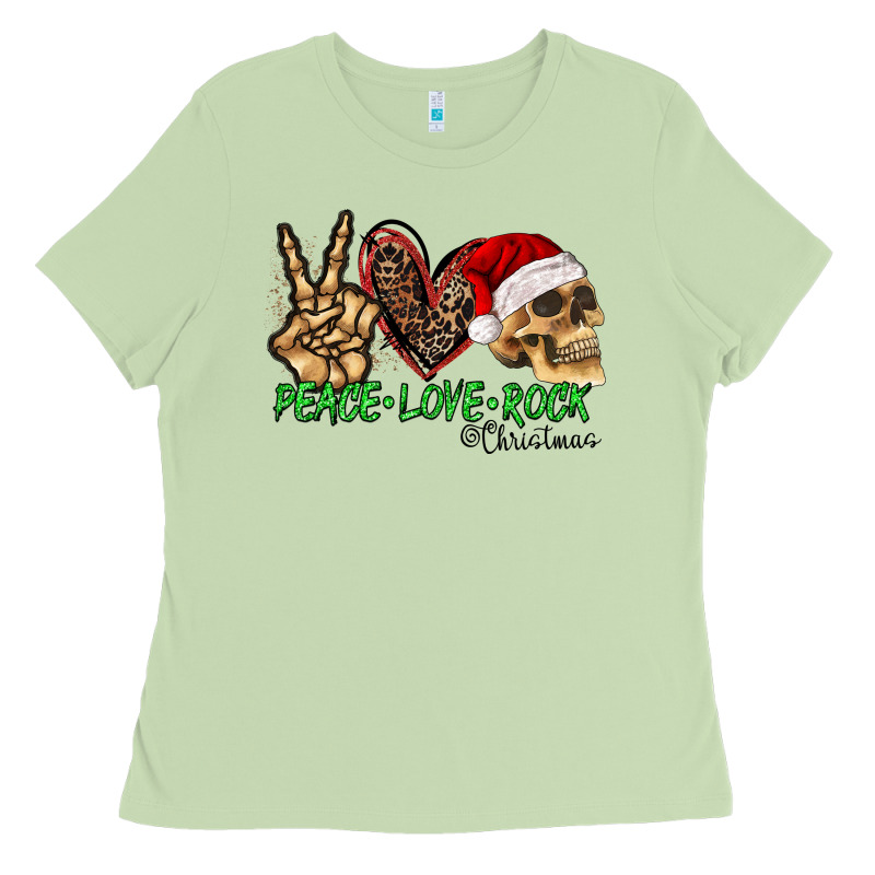 Peace Love Rock Christmas Ladies Tee by CowhideDigitalArt | Teevron