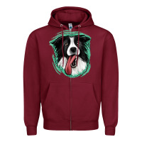 Burgundy border collie Zipper Hoodie - Jasminsmagicworld