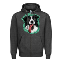 Charcoal Heather border collie Zipper Hoodie - Jasminsmagicworld