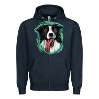 Navy border collie Zipper Hoodie - Jasminsmagicworld