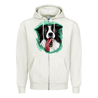 Oatmeal Heather border collie Zipper Hoodie - Jasminsmagicworld