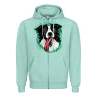 Seafoam border collie Zipper Hoodie - Jasminsmagicworld