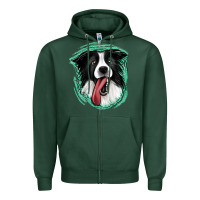 Sports Green border collie Zipper Hoodie - Jasminsmagicworld