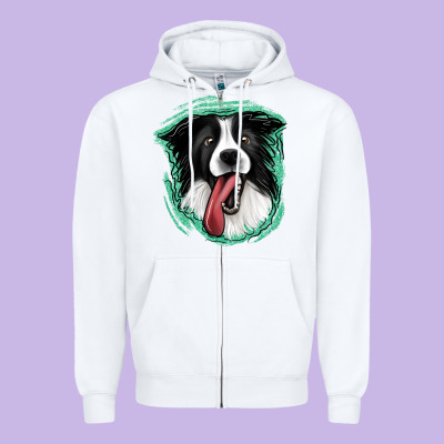 Border Collie Zipper Hoodie Designed By Jasminsmagicworld