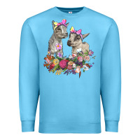 Ocean Blue floral baby goats Premium Sweatshirt - RanaPortraitStore