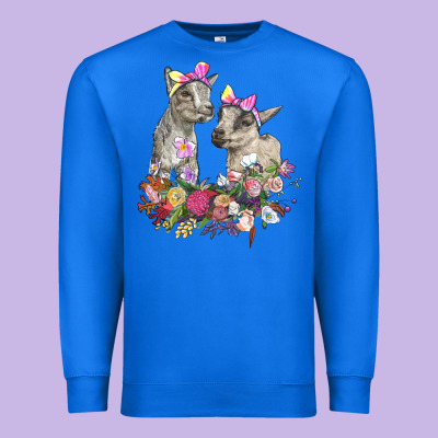Floral Baby Goats Premium Sweatshirt Designed By Ranaportraitstore