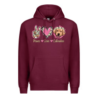Burgundy Peace Love Labrador Premium Hoodie - Jasminsmagicworld