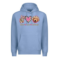 Colony Blue Peace Love Labrador Premium Hoodie - Jasminsmagicworld