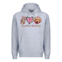 Heather Grey Peace Love Labrador Premium Hoodie - Jasminsmagicworld