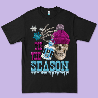Tis The Season Winter Skull Premium Tee Designed By Fadigitalartstudio
