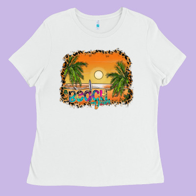 Beach Vibes Ladies Tee Designed By Cowhidedigitalart
