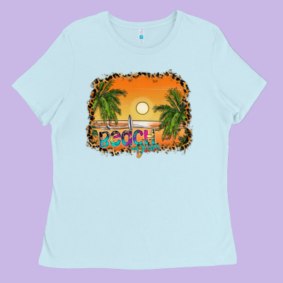 Beach Vibes Ladies Tee Designed By Cowhidedigitalart