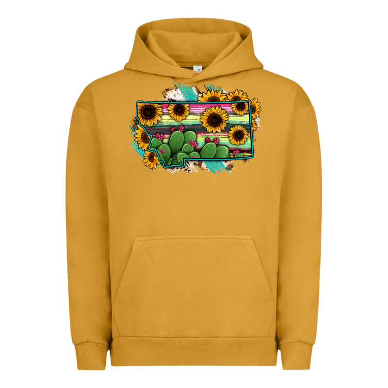 Montana Map Sunflower Cactus Serape Urban Hoodie by RanaPortraitStore | Teevron