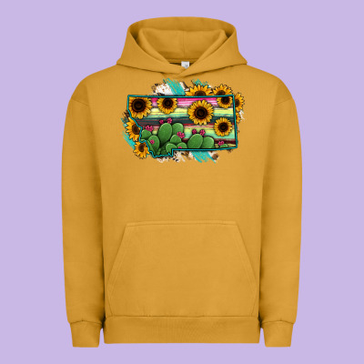 Montana Map Sunflower Cactus Serape Urban Hoodie Designed By Ranaportraitstore