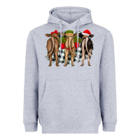 Heather Grey christmas heifers back view Heavyweight Hoodie - RanaPortraitStore