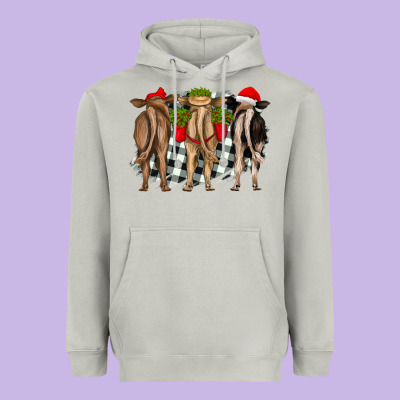 Christmas Heifers Back View Heavyweight Hoodie Designed By Ranaportraitstore