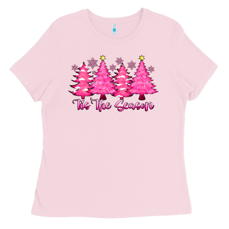 Tis The Season Pink Trees Ladies Tee by CowhideDigitalArt | Teevron