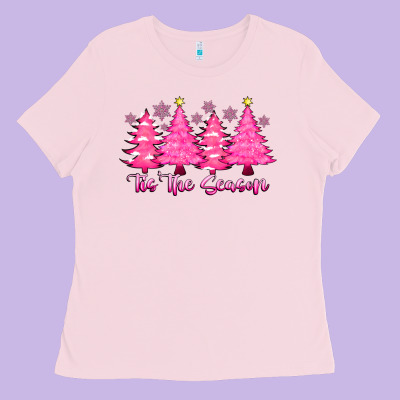 Tis The Season Pink Trees Ladies Tee Designed By Cowhidedigitalart