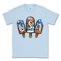 Dusty Blue USA Patriotic Leopard Popsicles Classic Tee - Jasminsmagicworld