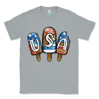 Heather Grey USA Patriotic Leopard Popsicles Classic Tee - Jasminsmagicworld