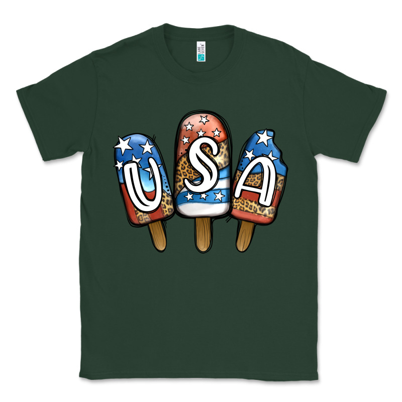 Usa Patriotic Leopard Popsicles Classic Tee by Jasminsmagicworld | Teevron