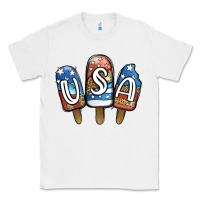 White USA Patriotic Leopard Popsicles Classic Tee - Jasminsmagicworld