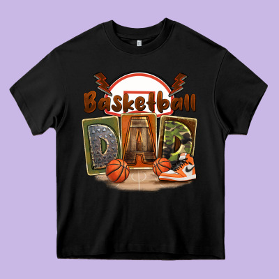 Basketball Dad Heavy Core Tee Designed By Fadigitalartstudio