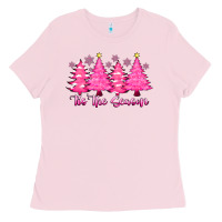 Bubblegum Pink Tis the Season Pink Trees Ladies Tee - CowhideDigitalArt