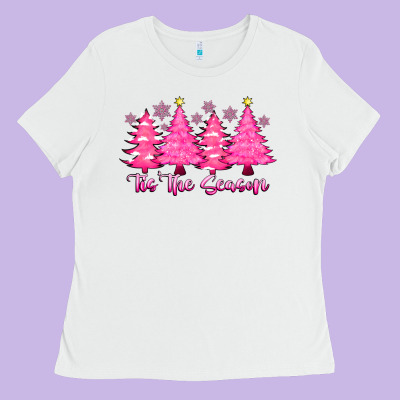 Tis The Season Pink Trees Ladies Tee Designed By Cowhidedigitalart