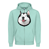 Seafoam Husky Zipper Hoodie - Jasminsmagicworld