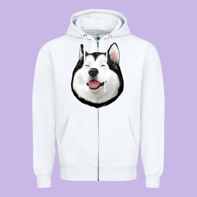 Husky Zipper Hoodie Designed By Jasminsmagicworld