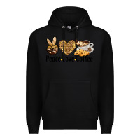 Black peace love coffee Premium Hoodie - BarkalooDesign