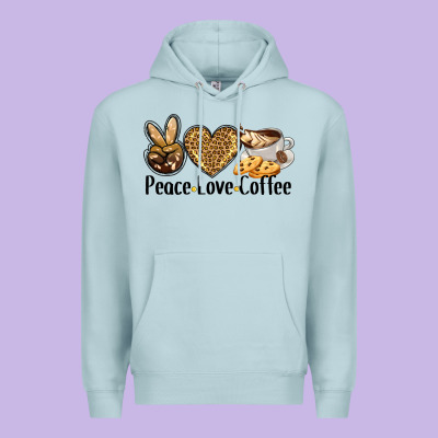 Peace Love Coffee Premium Hoodie Designed By Barkaloodesign