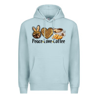 Blue Mist peace love coffee Premium Hoodie - BarkalooDesign