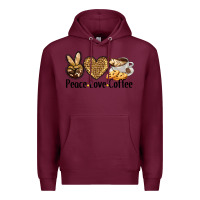 Burgundy peace love coffee Premium Hoodie - BarkalooDesign