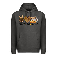 Charcoal Heather peace love coffee Premium Hoodie - BarkalooDesign