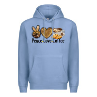 Colony Blue peace love coffee Premium Hoodie - BarkalooDesign