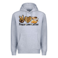 Heather Grey peace love coffee Premium Hoodie - BarkalooDesign