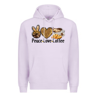 Lilac peace love coffee Premium Hoodie - BarkalooDesign