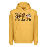 Mustard peace love coffee Premium Hoodie - BarkalooDesign