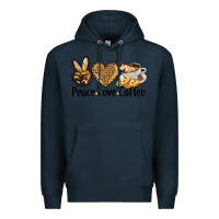 Navy peace love coffee Premium Hoodie - BarkalooDesign