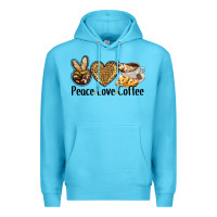 Ocean Blue peace love coffee Premium Hoodie - BarkalooDesign