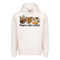 Pale Pink peace love coffee Premium Hoodie - BarkalooDesign