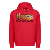 Red peace love coffee Premium Hoodie - BarkalooDesign