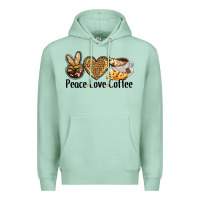 Seafoam peace love coffee Premium Hoodie - BarkalooDesign