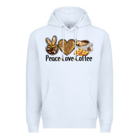 White peace love coffee Premium Hoodie - BarkalooDesign
