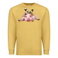 Antique Gold baby pig with cowhide ribbon Premium Sweatshirt - RanaPortraitStore